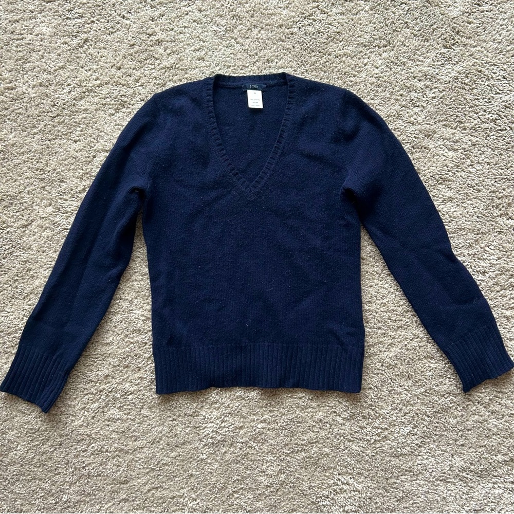 JCrew 100% Lambswool Blue VNeck Sweater